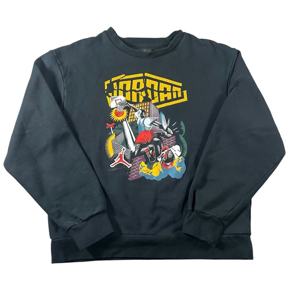 Nike Air Jordan Cartoon Graphic Crewneck Men’s Medium DNA Black DC9615-010